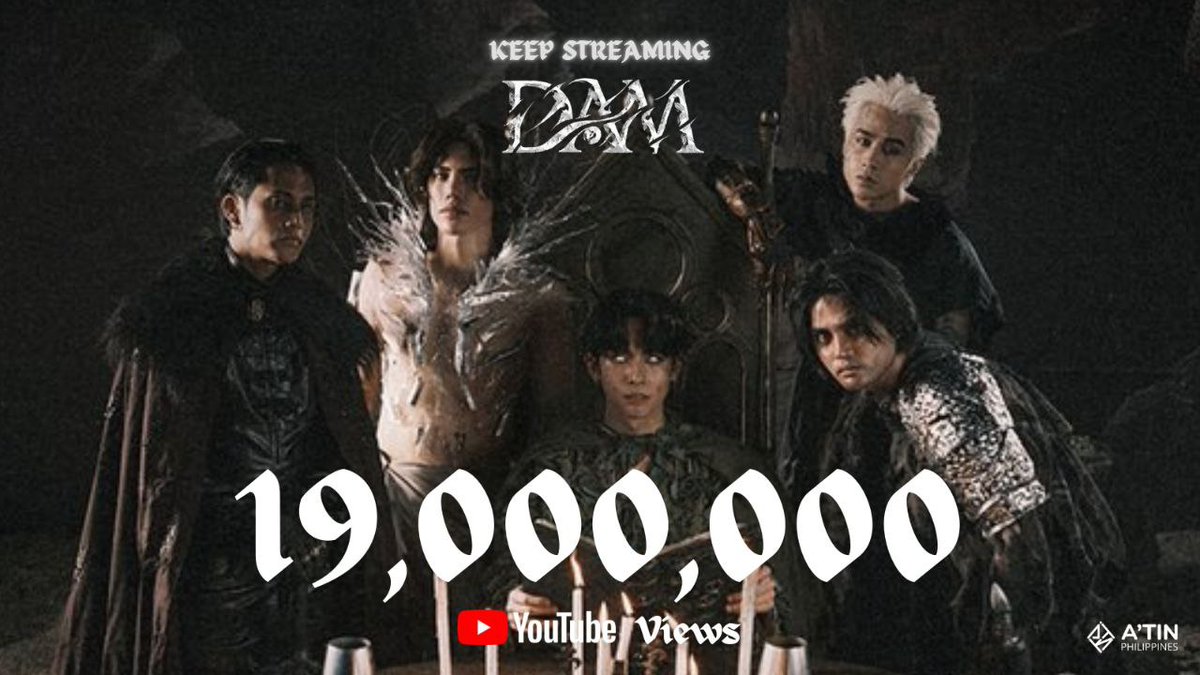 🔓19,000,000 YouTube views unlocked for SB19 'DAM' Music Video! 

Umaarangkada rin si 'DAM' 🔥

Continue to stream 'DAM': youtu.be/de6CnBa-qj0, or do a manual search on Youtube  🍎

Don't forget to stream on Spotify &amp; Apple Music, too!

<a href="/SB19Official/">SB19 Official</a> #SB19
#DAMMV19MILLIONViews