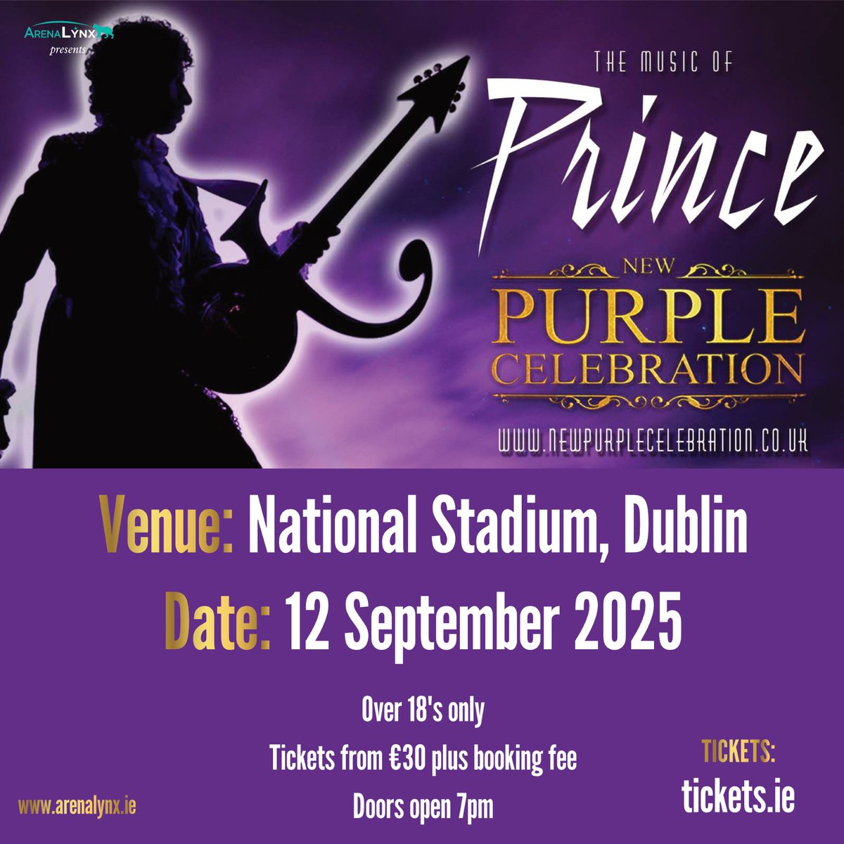 tickets.ie (@tickets_ie) on Twitter photo ๐จ ๐ข๐ก ๐ฆ๐๐๐ ๐ก๐ข๐ช ๐จ
The world's greatest Prince tribute show New Purple Celebration are coming to the <a href="/NationalStad/">National Stadium</a> on Friday the 12th of Sept. Expect to hear all the hits and party like it's 1999.
Tickets on sale NOW ๐ bit.ly/Prince-TNS
<a href="/ArenaLynxLive/">ArenaLynxEvents</a> ๐จ ๐ข๐ก ๐ฆ๐๐๐ ๐ก๐ข๐ช ๐จ
The world's greatest Prince tribute show New Purple Celebration are coming to the <a href="/NationalStad/">National Stadium</a> on Friday the 12th of Sept. Expect to hear all the hits and party like it's 1999.
Tickets on sale NOW ๐ bit.ly/Prince-TNS
<a href="/ArenaLynxLive/">ArenaLynxEvents</a>