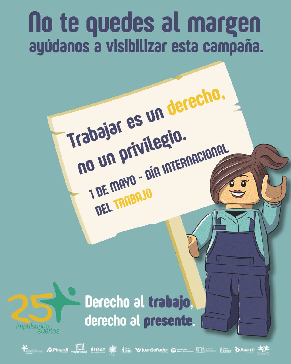 "No te quedes al margen. Si crees que el empleo digno es un derecho y no un privilegio, ayúdanos a visibilizar esta campaña.

Entra en 🌐psocialessalesianas.org/actualidad/ y comparte lo que observamos 👁️, sentimos 💚, decimos 📣 y actuamos ▶️

#JuventudEsPresente #1deMayo #TrabajoDigno
