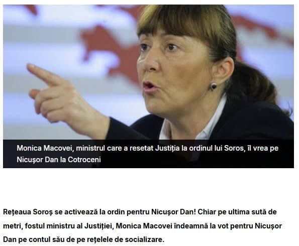 informatacorect's tweet photo. Rețeaua Soroș se activează la ordin pentru Nicușor Dan! Chiar pe ultima sută de metri, fostul ministru al Justiției, Monica Macovei îndeamnă la vot pentru sorosistul Nicușor Dan din USR. Monica Macovei, este ministrul care a resetat Justiția la ordinul lui Soros. https://t.co/qu80azJ7KY