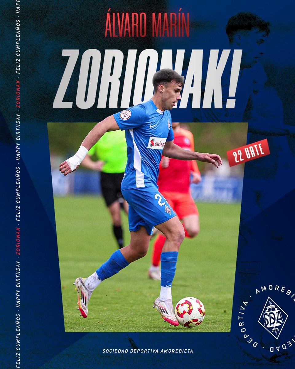 𝙕𝙤𝙧𝙞𝙤𝙣𝙖𝙠 𝙈𝙖𝙧𝙞𝙣! 🎂🥳

Gaur Álvaro Marín jokalariaren urteguna da. Zorionak eta ondo pasa, <a href="/AlvaroMarinnn/">Alvaro M</a>!

#aupaAZULES