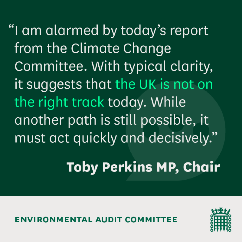 CommonsEAC's tweet photo. Our Chair @TobyPerkinsMP reacts to @theCCCuk's climate adaption report which found the UK's preparations for climate change to be inadequate and disjointed. 👇