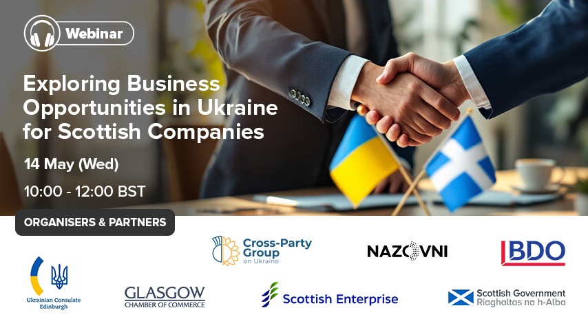 The Business &amp; Economy WG, together with partners, is organising a webinar (14 May): Exploring
Business Opportunities in Ukraine for Scottish Companies 
 10:00–12:00 BST |  Online
 bit.ly/4lKgz0R
#UkraineBusiness #CPGUkraine
