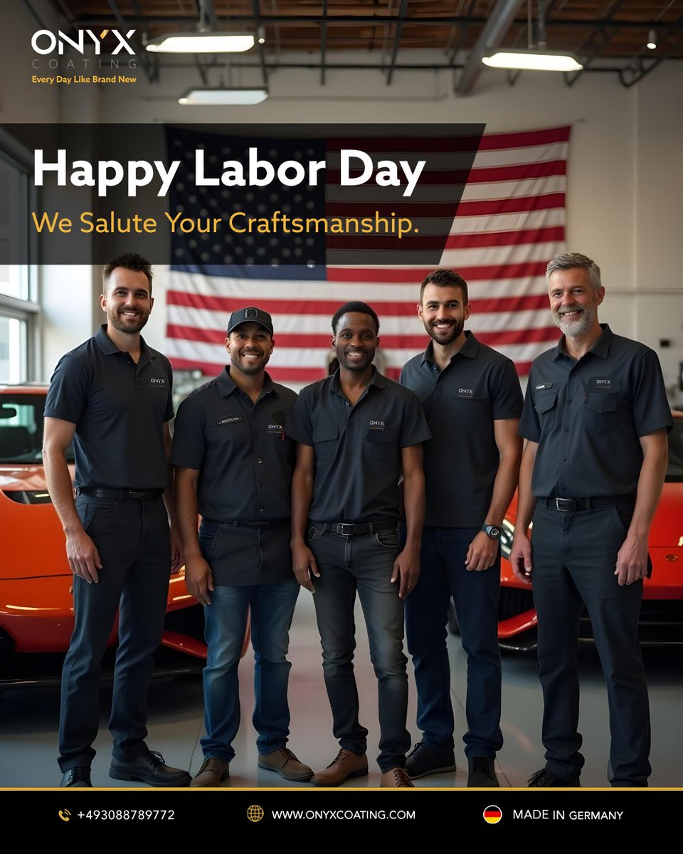 OCoatingGlobal's tweet image. Happy Labor Day to the Hands that Protect Every Shine!

To all the detailers, installers, and car care pros — today is for you.

Your passion keeps every ride looking its best.

We salute your craftsmanship.

#LaborDay #CarCareProfessionals #OnyxCoating #DetailersDeserveTheBest