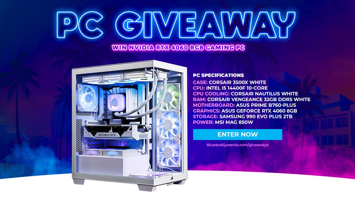 Row Queenie 🏳️🌈 (Official 4K Twitch Testing) (@queenieandblue) on Twitter photo 🔥 PRO GAMING PC #GIVEAWAY 🔥
Who's in need of a new PC?? Enter for a chance to win this gorgeous RTX RGB build and we'll be showing it off on our Twitch streams too!
🔹Follow <a href="/BlueandQueenie/">Simon Blue (Official 4K Twitch Testing)</a>
🔹Follow <a href="/QueenieandBlue/">Row Queenie 🏳️🌈 (Official 4K Twitch Testing)</a>
🔸Retweet
🔸Tag a friend
🔹More blueandqueenie.com/giveaways 🔥 PRO GAMING PC #GIVEAWAY 🔥
Who's in need of a new PC?? Enter for a chance to win this gorgeous RTX RGB build and we'll be showing it off on our Twitch streams too!
🔹Follow <a href="/BlueandQueenie/">Simon Blue (Official 4K Twitch Testing)</a>
🔹Follow <a href="/QueenieandBlue/">Row Queenie 🏳️🌈 (Official 4K Twitch Testing)</a>
🔸Retweet
🔸Tag a friend
🔹More blueandqueenie.com/giveaways
