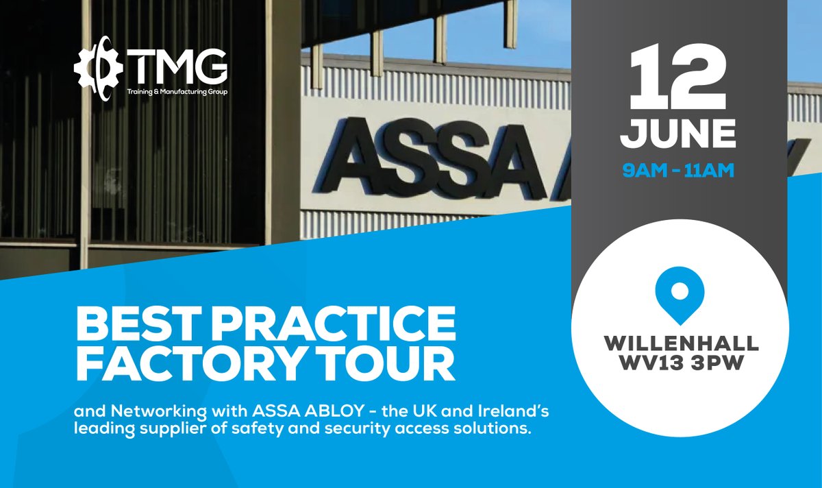 Training and Manufacturing Group (@incommtmg) on Twitter photo Join us for a Best Practice Factory Tour & Networking Event with ASSA ABLOY
📅 12 June 2025 
🕘 9–11AM
📍 School St, Willenhall WV13 3PW
Explore cutting-edge access solutions at the heart of the British lock industry.
🔗 shorturl.at/OsIyq
#Manufacturing #Networking Join us for a Best Practice Factory Tour & Networking Event with ASSA ABLOY
📅 12 June 2025 
🕘 9–11AM
📍 School St, Willenhall WV13 3PW
Explore cutting-edge access solutions at the heart of the British lock industry.
🔗 shorturl.at/OsIyq
#Manufacturing #Networking