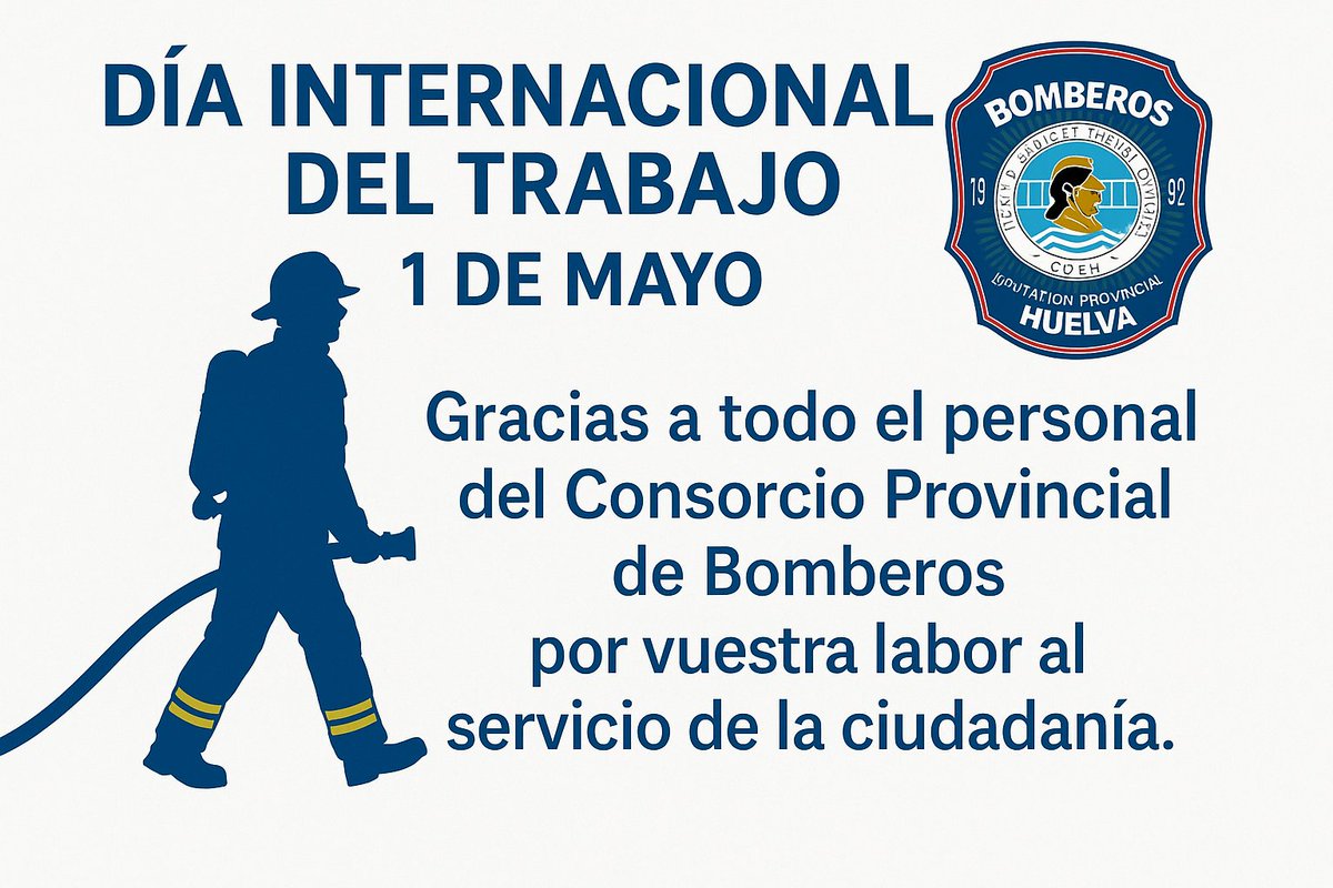 En el #DíaInternacionalDeLosTrabajadores queremos dar las gracias a quienes siempre están cuando más se les necesita: el personal del Consorcio Provincial de #Bomberos #Huelva .