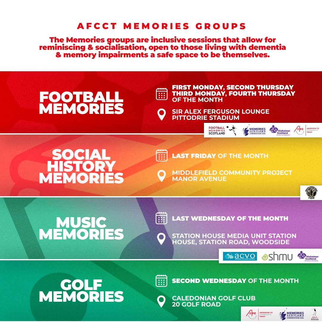 AFCCT's tweet photo. 💭 Take a look at the AFCCT Memories Groups!

Memories Groups are open to those living with dementia and memory impairments, the sessions enable a safe environment for open conversations and reminiscence.

Find out more here 👉 https://t.co/u9oHoxbJel https://t.co/gvpsDwra8w