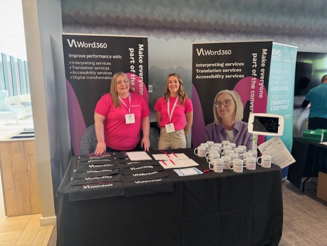 WORD_360's tweet photo. We're excited to be exhibiting here today! 🤩

✨Come and see us to talk all things interpreting! 
🧠Solve our 'Crack the code' to take home our new merch! 
🩷Get your HCSA Exhibition card signed by us to be in with a chance to win 

#HCSA #EISMidlands25 #Interpreting #word360 https://t.co/Lzo5iFvdgh
