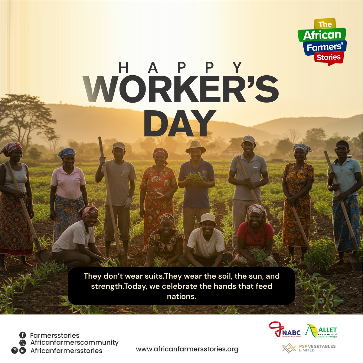 To Africa’s unsung heroes in boots, hats, and fields—
 Happy #InternationalWorkersDay
You don’t just work—you grow nations.

#AgriHeroes #AfricanAgriculture #FoodSecurity #FarmersFirst #TheAfricanFarmersStories