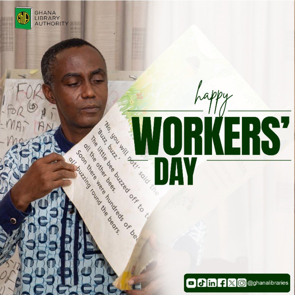 ghanalibraries's tweet photo. Happy Workers' Day to the dedicated team at Ghana Library Authority! Your tireless efforts to promote literacy, education, and community engagement inspire us all.
Thank you for your hard work and commitment to empowering Ghana through knowledge!
#MayDay2025
#GhanaLibrary https://t.co/QkGrUvGRmA