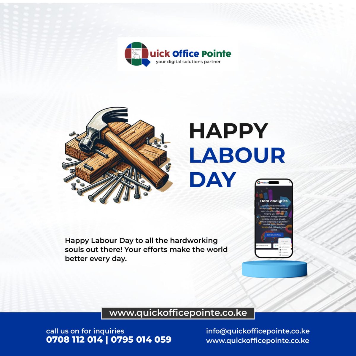 Happy Labour Day from Quick Office Pointe!
Today, we celebrate the dedication, innovation, and tireless effort of every worker building a better world.  
To all the hands that code, craft, create, and contribute you inspire progress every single day.  
Keep building. Keep pushing