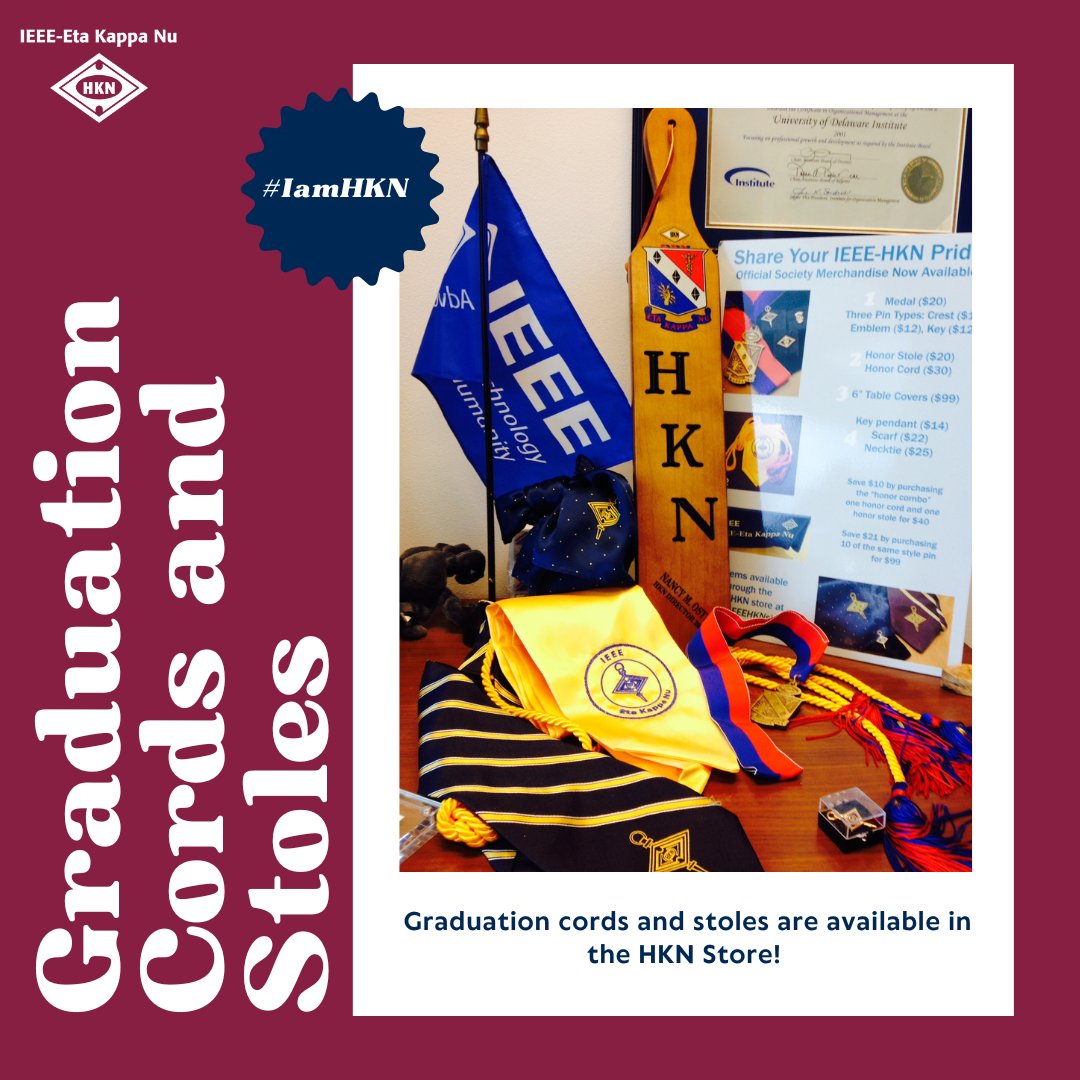 Graduation is right around the corner! Get your cords and stoles from the HKN store and show off your HKN pride at commencement! hkn.ieee.org/product/honor-… #IamHKN