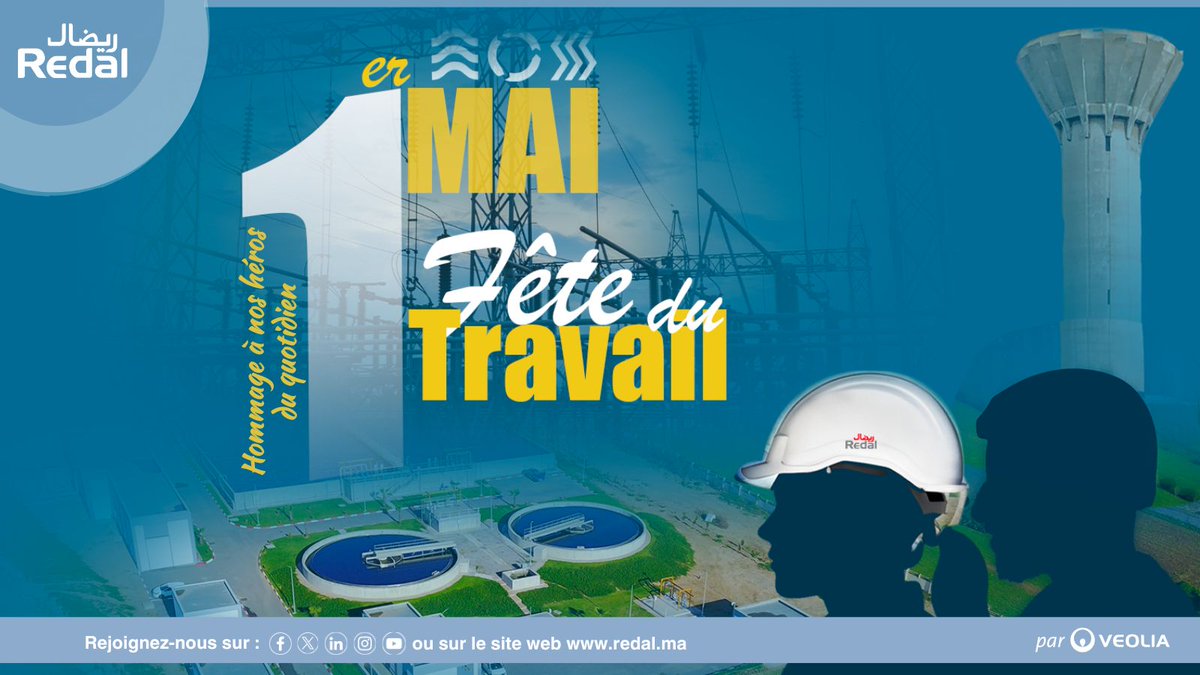 Le 1er mai, chez <a href="/RedalOfficiel/">Redal</a>, c’est l’occasion de rendre hommage à nos #HérosDuQuotidien 💧⚡
Grâce à leur dévouement, ils assurent avec rigueur et passion la continuité de nos services essentiels.
🙏 Merci à celles et ceux qui façonnent Redal.
Joyeux 1er mai à tous ! 👏