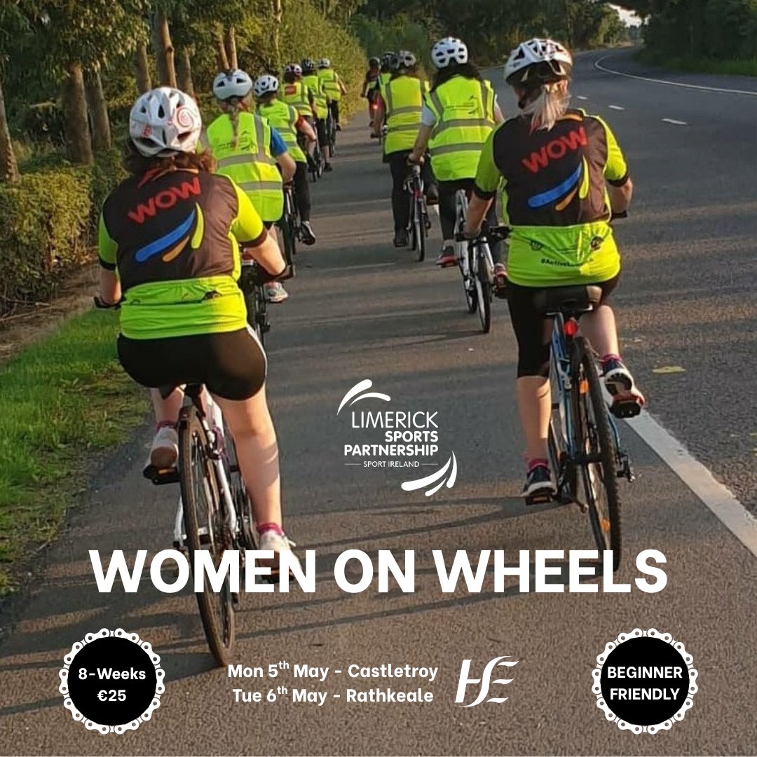 Limerick Sports (@limericksports) on Twitter photo Thinking of giving cycling a go?
Join Women on Wheels — a fun, beginner-friendly cycling programme just for women!
📍 Castletroy (Mon) & Rathkeale (Tues)
🕡 Starting May
🔗 limericksports.ie/women-on-wheel…
@HSElive <a href="/HSEMidWest/">HSE Mid West</a> <a href="/sportireland/">Sport Ireland</a> <a href="/Limerick_ie/">Limerick.ie</a> <a href="/CyclingIreland/">Cycling Ireland</a>
#ActiveLimerick Thinking of giving cycling a go?
Join Women on Wheels — a fun, beginner-friendly cycling programme just for women!
📍 Castletroy (Mon) & Rathkeale (Tues)
🕡 Starting May
🔗 limericksports.ie/women-on-wheel…
@HSElive <a href="/HSEMidWest/">HSE Mid West</a> <a href="/sportireland/">Sport Ireland</a> <a href="/Limerick_ie/">Limerick.ie</a> <a href="/CyclingIreland/">Cycling Ireland</a>
#ActiveLimerick