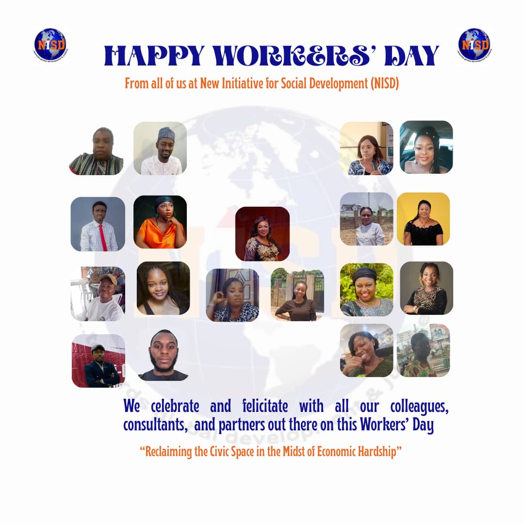 On this day, NISD celebrates and honors all workers as we reclaim our civic space. Let us rise strong together, especially in times of economic hardship.

Happy Workers Day!
Happy Labour Day!
Happy New Month!

#LabourDay #WorkersDay #ReclaimimgOurCivicSpace