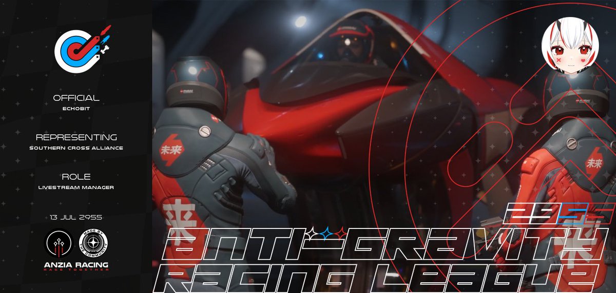 Echo (@echobits) on Twitter photo 🏍️🏁 Now is a great time to get into the #StarCitizen racing community with gravlev bike races throughout June & July at <a href="/ANZIARacing/">ANZIA Racing</a>
❤️🔥 Grab a mate for a variety of combat, amateur and pro team based championships.
🎫 Start your racing career today - anziaracing.com 🏍️🏁 Now is a great time to get into the #StarCitizen racing community with gravlev bike races throughout June & July at <a href="/ANZIARacing/">ANZIA Racing</a>
❤️🔥 Grab a mate for a variety of combat, amateur and pro team based championships.
🎫 Start your racing career today - anziaracing.com