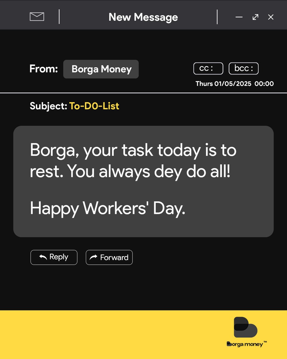 Dear Borga, you have a new notification.🔔

Happy Workers' Day💛