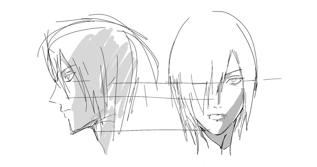 Me04l's tweet image. 正面と横顔で整合性もたせるの普通に難しいよね