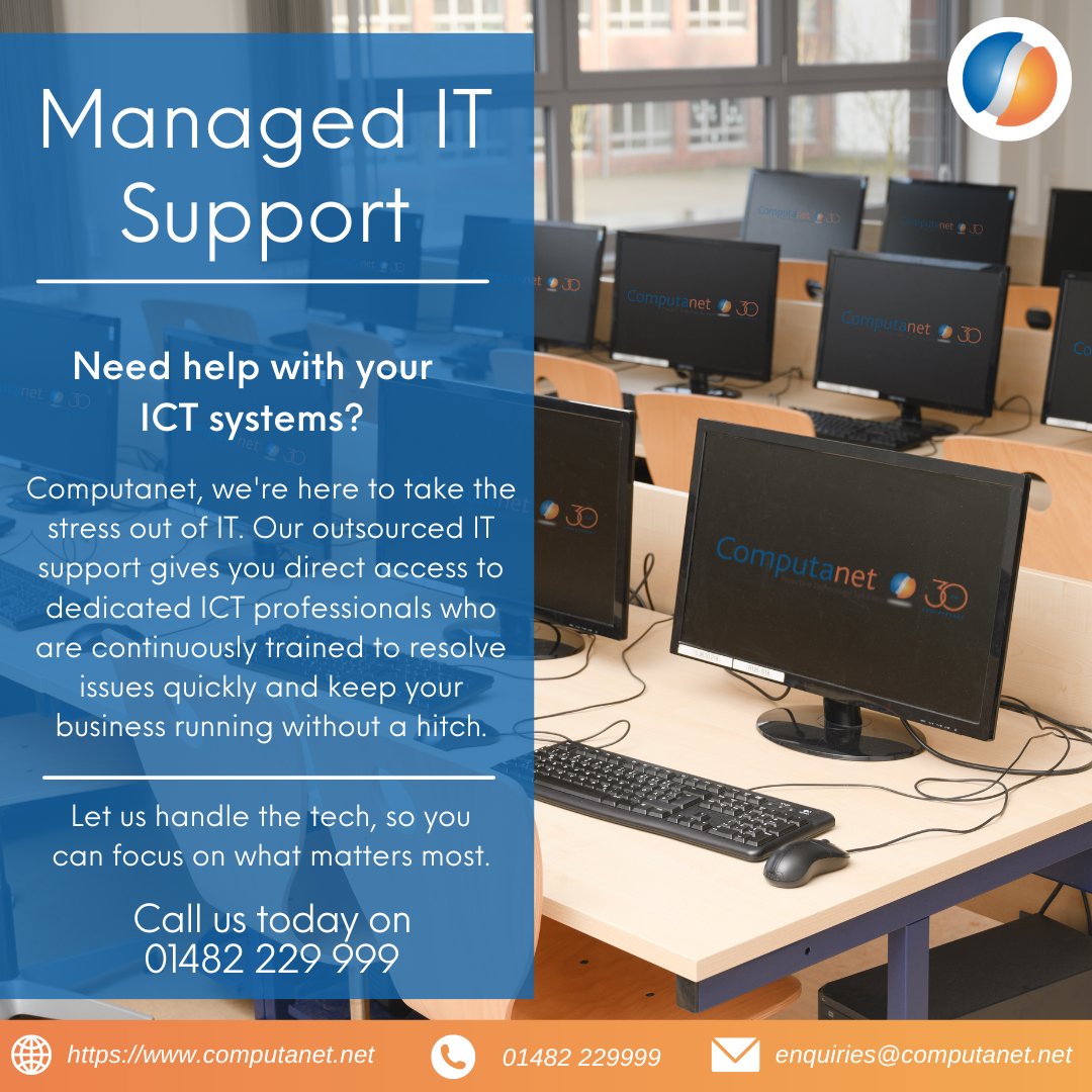 ComputanetMSP's tweet image. 🚨 Struggling with your ICT systems? Let Computanet take the stress out of IT! Our expert support team is ready to keep your business running smoothly. 💻⚙️
☎️ 01482 229 999 | 🌐 computanet.net
#ITSupport #ManagedIT #Computanet #TechHelp #BusinessSupport