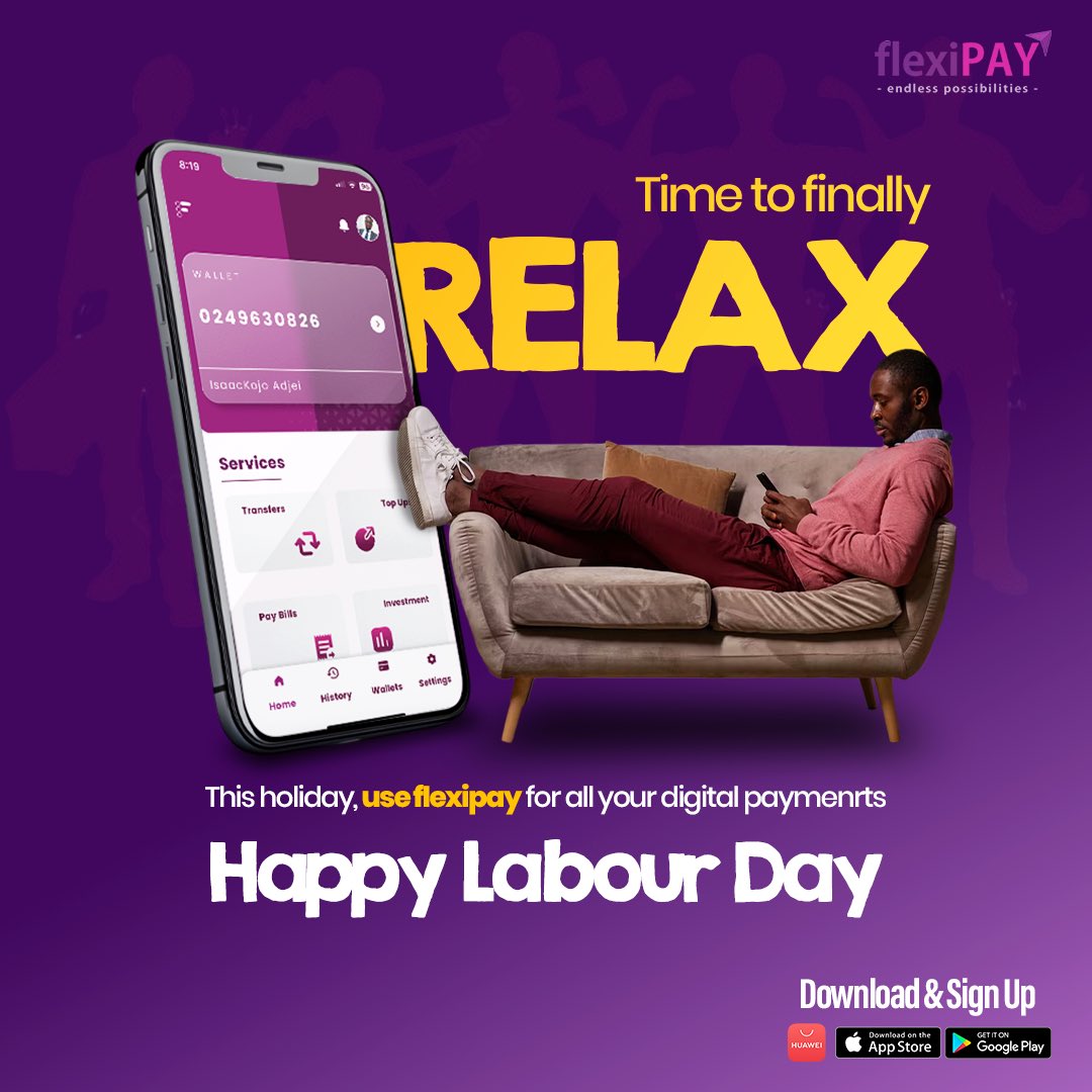 Happy Labour Day! 
Enjoy seamless transactions today at 25% discounted service charge! 

Download and sign up now.
