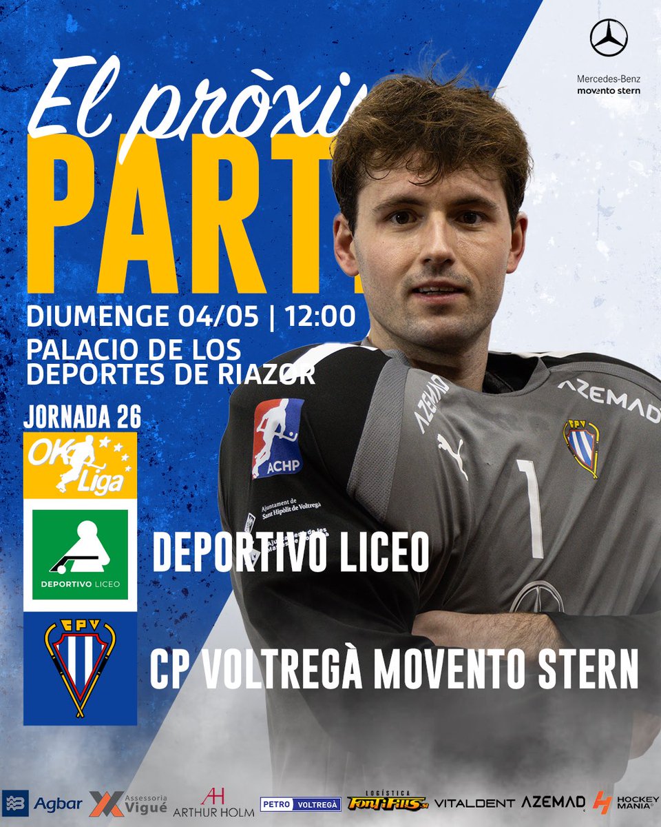 Club Patí Voltregà-Movento Stern (@cpvoltrega) on Twitter photo 🔵⚪️ 𝐄𝐋 𝐏𝐑𝐎𝐗𝚰𝐌 𝐏𝐀𝐑𝐓𝚰𝐓
Últim partit de la fase regular 🍍, som-hi! 🤍💙
📆 04/05 - 12:00h
🆚 <a href="/HockeyClubLiceo/">Hockey Club Liceo 🥬</a>
📍 Palacio de los Deportes de Riazor
#forçamàgic #voltregà #OKLiga #saciganxoteam 🔵⚪️ 𝐄𝐋 𝐏𝐑𝐎𝐗𝚰𝐌 𝐏𝐀𝐑𝐓𝚰𝐓
Últim partit de la fase regular 🍍, som-hi! 🤍💙
📆 04/05 - 12:00h
🆚 <a href="/HockeyClubLiceo/">Hockey Club Liceo 🥬</a>
📍 Palacio de los Deportes de Riazor
#forçamàgic #voltregà #OKLiga #saciganxoteam