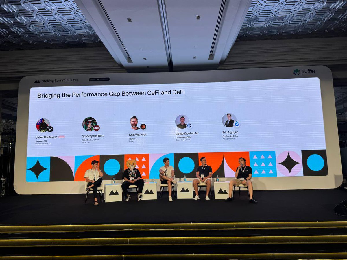 AmnisFinance's tweet photo. Catch us at @StakingSummit Dubai 🇦🇪 where our CEO @Eric_amnis joined leading voices in crypto to talk bridging the performance gap between CeFi and DeFi.

From liquid staking to scalable yield strategies, the future of finance is being built now! https://t.co/sb9uJgcGCx