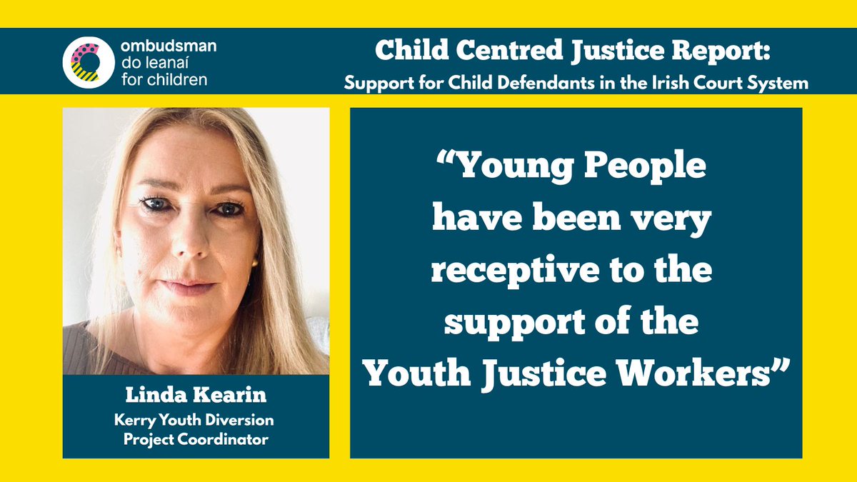 🎙️ "Young People have been very receptive to the support of the Youth Justice Workers.”
– Linda Kearin, Youth Diversion Project Coordinator for Kerry Community Youth Service
Webinar: Child Centred Justice – Support for Child Defendants
📘 Read the report: oco.ie/library/child-…