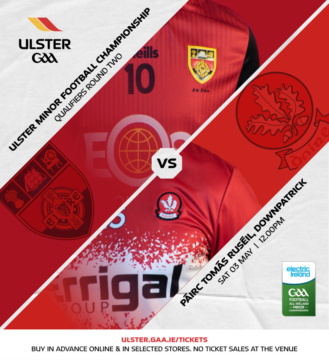 Ulster GAA (@ulstergaa) on Twitter photo 2025 <a href="/ElectricIreland/">Electric Ireland</a> Ulster Minor Football Championship Qualifiers Round Two🏐
<a href="/officialdowngaa/">Official Down GAA</a>🟥⬛️ v <a href="/Doiregaa/">Derry GAA</a>🟥⬜️
Sat 3rd May, 12pm
Páirc Tomás Ruséil, Downpatrick <a href="/RGUDownpatrick/">RGUDownpatrick</a>
🎟️ Buy tickets in advance online. No sales at venue⤵️
universe.com/events/6810b62…
#Ulster2025 2025 <a href="/ElectricIreland/">Electric Ireland</a> Ulster Minor Football Championship Qualifiers Round Two🏐
<a href="/officialdowngaa/">Official Down GAA</a>🟥⬛️ v <a href="/Doiregaa/">Derry GAA</a>🟥⬜️
Sat 3rd May, 12pm
Páirc Tomás Ruséil, Downpatrick <a href="/RGUDownpatrick/">RGUDownpatrick</a>
🎟️ Buy tickets in advance online. No sales at venue⤵️
universe.com/events/6810b62…
#Ulster2025