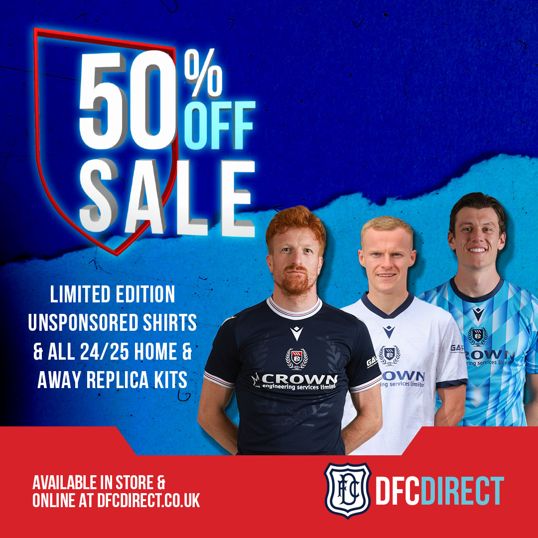 💥FLASH SALE!

50% OFF 24/25 Home &amp; Away Replica Kits – including limited edition unsponsored shirts!

Whether you're cheering the team from the stands or the streets, now’s your chance to own the pitch look for HALF the price.

🛍 Shop Now: dfcdirect.co.uk/collections/cl…

#Dundee1893