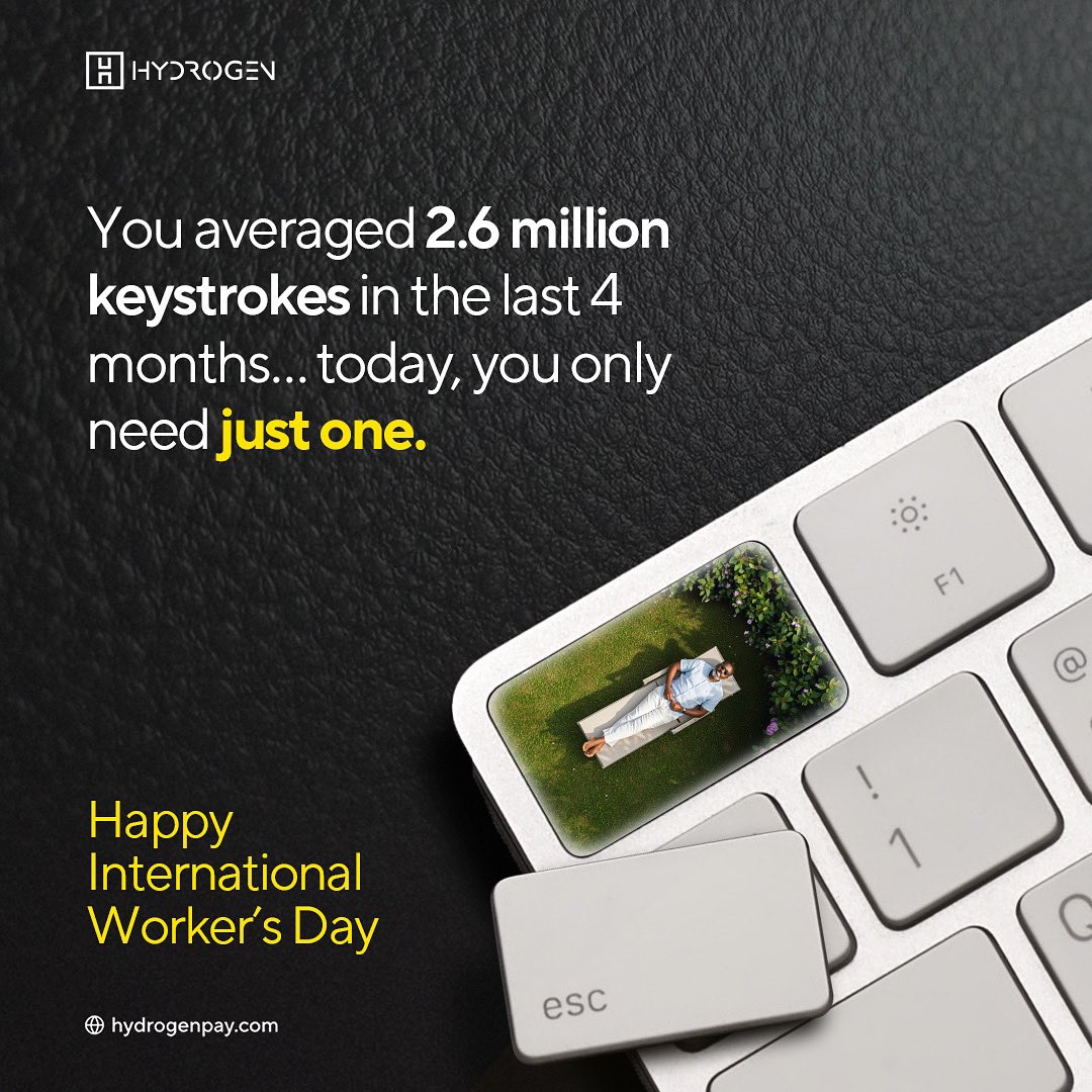 You’ve typed through deadlines, dreams, and long nights—2.6 million keystrokes in 4 months.

Today, take one moment.

One breath.
One pause.

Happy International Workers’ Day. 

You deserve it.

#InternationalWorkersDay #WorkersDay #ThankYouWorkers #hydrogen #hydrogenafrica