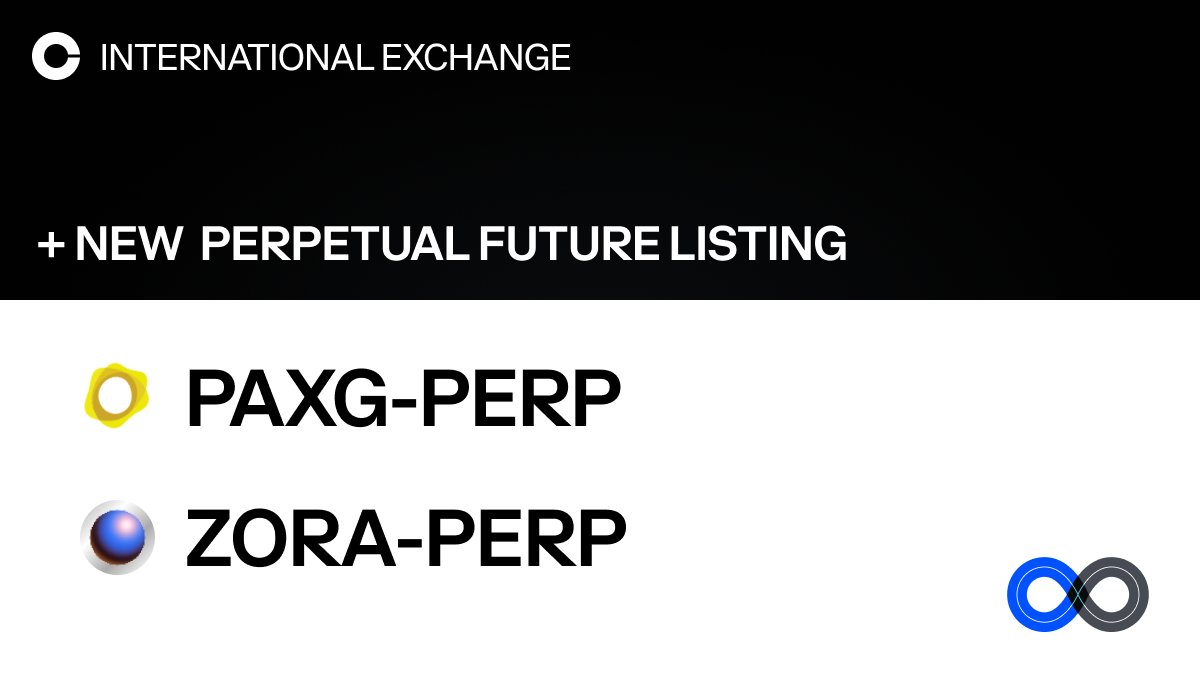 Our PAXG-PERP and ZORA-PERP markets are now in full-trading mode on Coinbase  International Exchange and Coinbase Advanced. Limit, market, stop, and stop  limit orders are all now available. $PAXG $ZORA