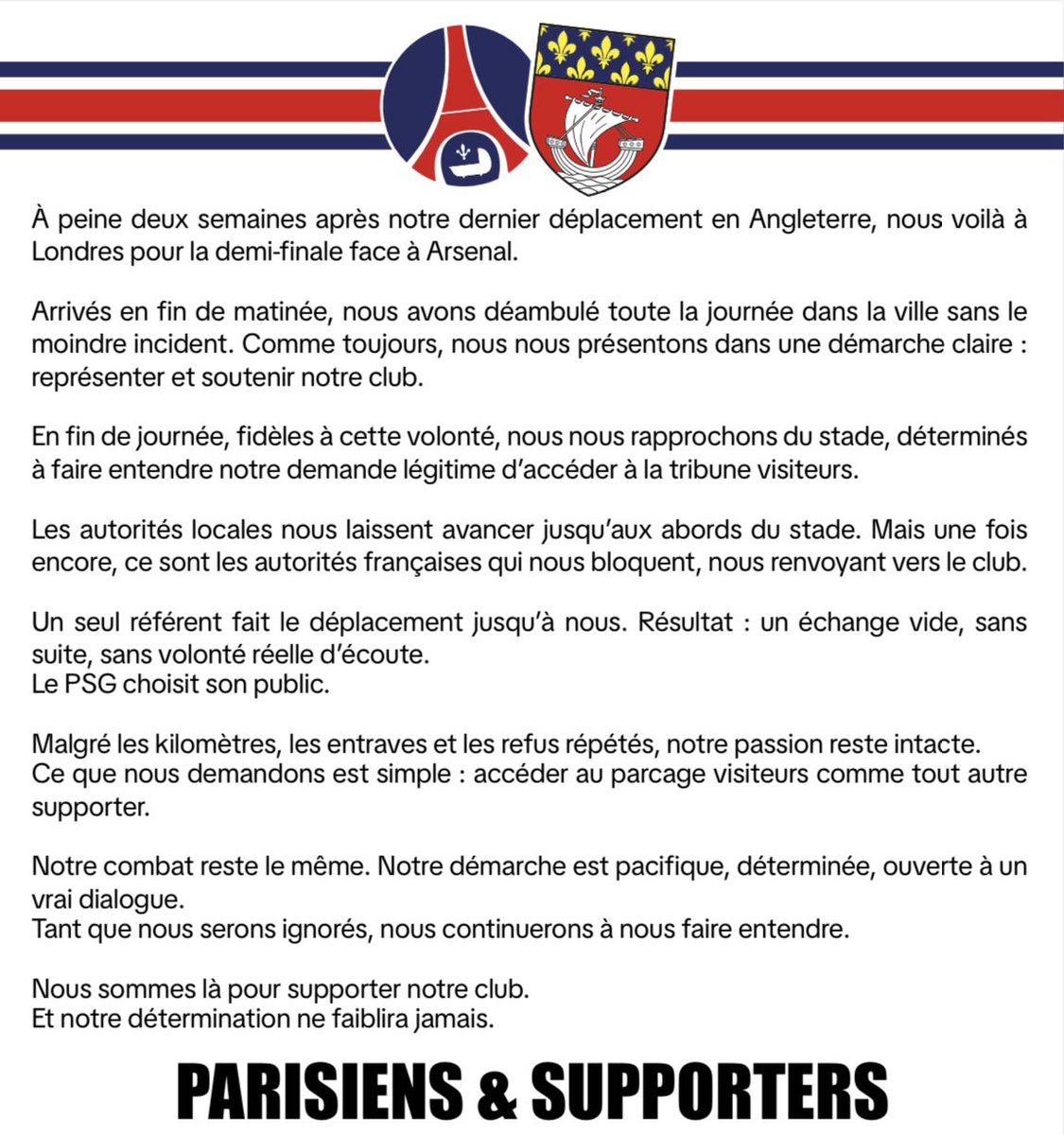 sparisiens1970's tweet image. ARSENAL-PSG 29/04

@PSG_inside
