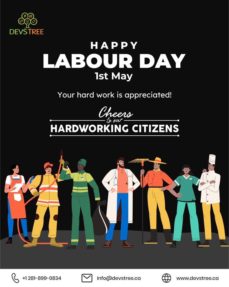 DevstreeCA's tweet image. 💪 Happy Labor Day from Devstree Canada!
Today, we salute the dedication, passion, and tireless efforts of every hardworking individual who keeps our world moving forward. Cheers to you — the real heroes of our communities!

#LaborDay #DevstreeCA #HardWorkPaysOff #LaborDay2025