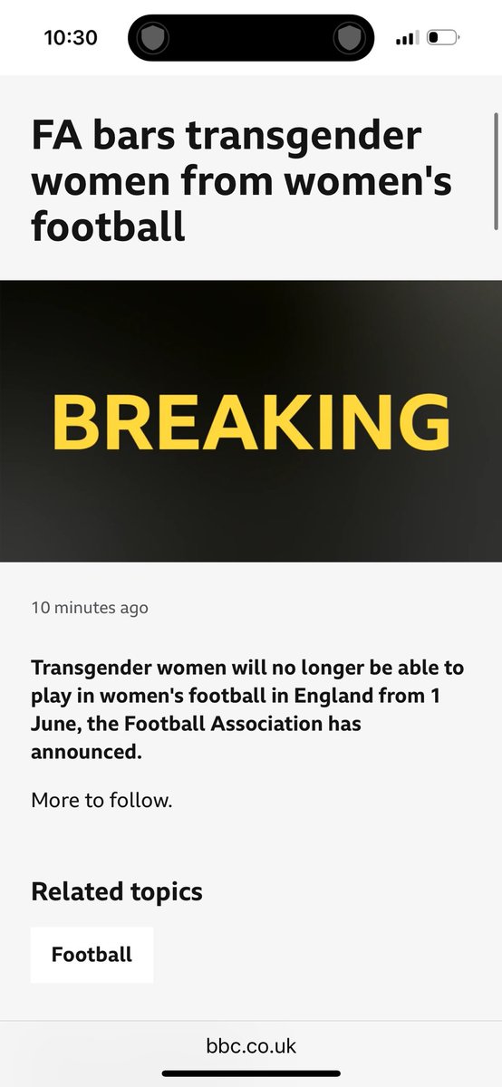 I strongly disagree with the FA’s decision to ban transgender women from women’s football. This move is exclusionary and goes against the values of inclusion, fairness, and equality that sport should represent.
1/2