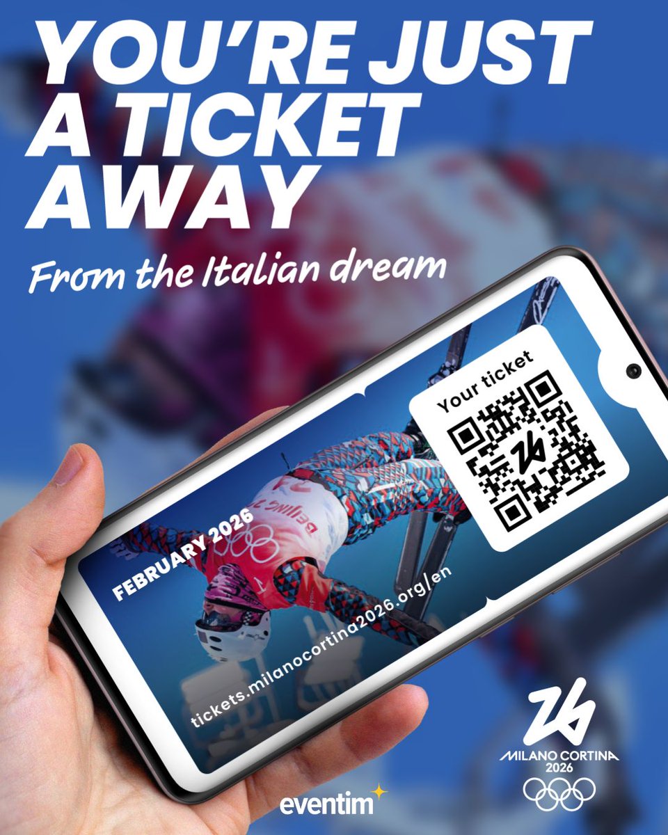🏂🥇You’re just a ticket away from the Olympic Winter Games Milano Cortina 2026. ⛷️

🎟️ Early Bird tickets are available until Monday 5 May 2025.

Find out more and book your place via Ticketone.it🔗 bit.ly/4iEvpn7

<a href="/TicketOneIT/">TicketOne</a> | <a href="/milanocortina26/">Milano Cortina 2026</a>