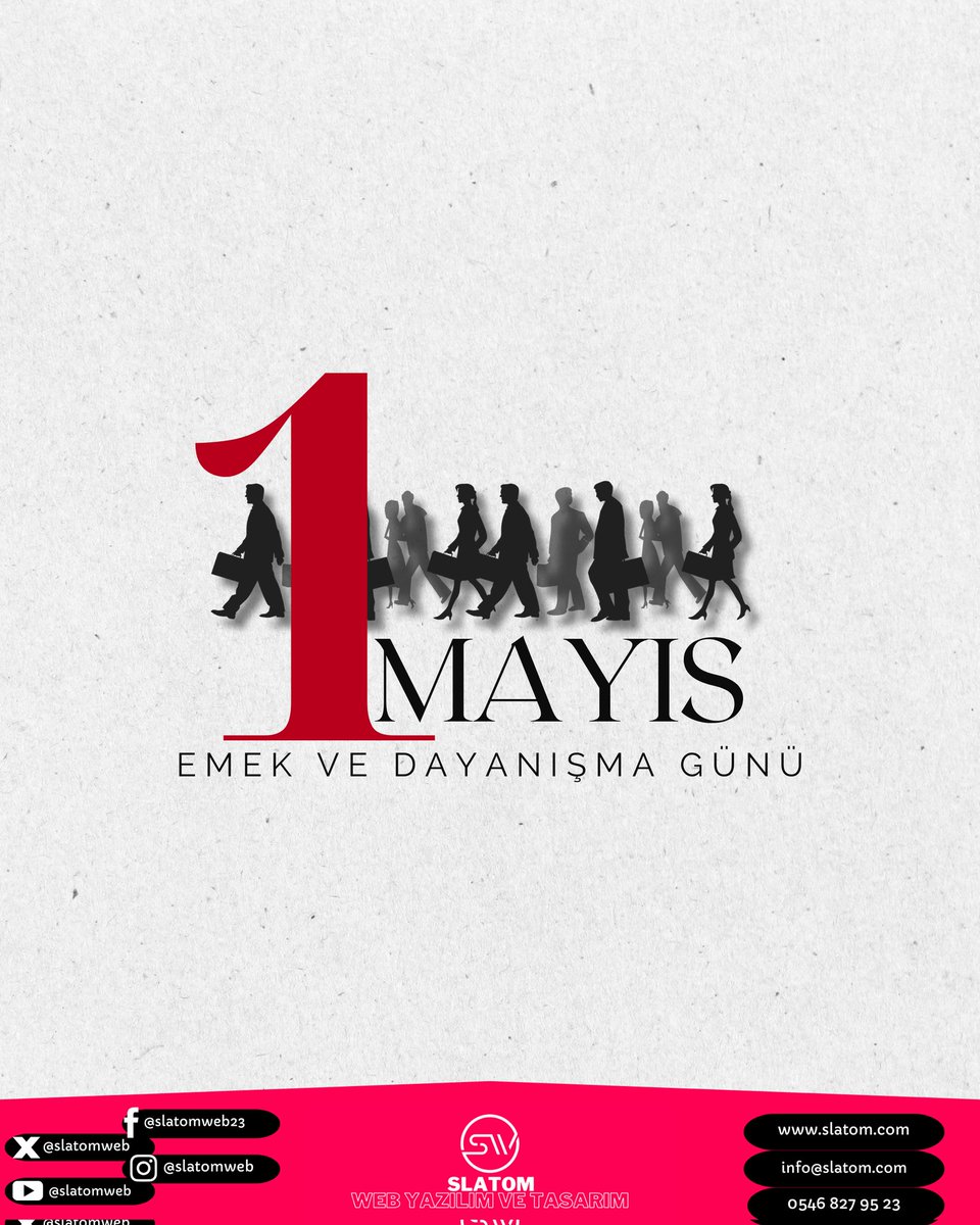 SlatomWeb's tweet photo. 1 Mayıs Emek ve Dayanışma Günü
Alın teriyle yoğrulan her emek kutsaldır.
Birlik, dayanışma ve adaletin sesi bugün daha güçlü yankılanıyor.
Tüm emekçilerin 1 Mayıs’ı kutlu olsun!
#1Mayıs #EmekVeDayanışmaGünü #Slatom #WebTasarım #Yazılım #DijitalÇözümler #BirlikteGüçlüyüz https://t.co/OVZsQyeRIm