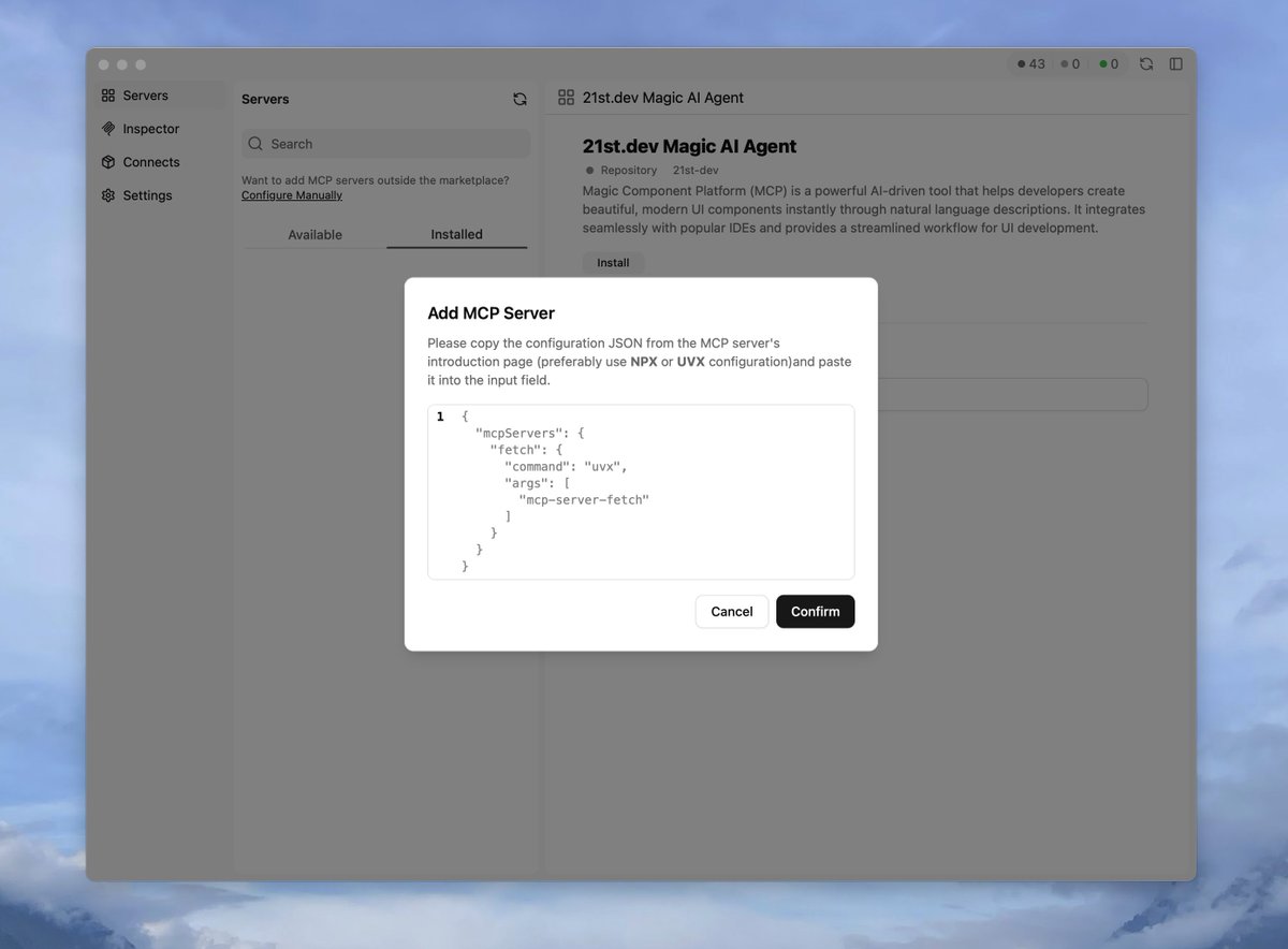 #GetMCP 0.4.1 is released! It now supports adding custom MCP servers.