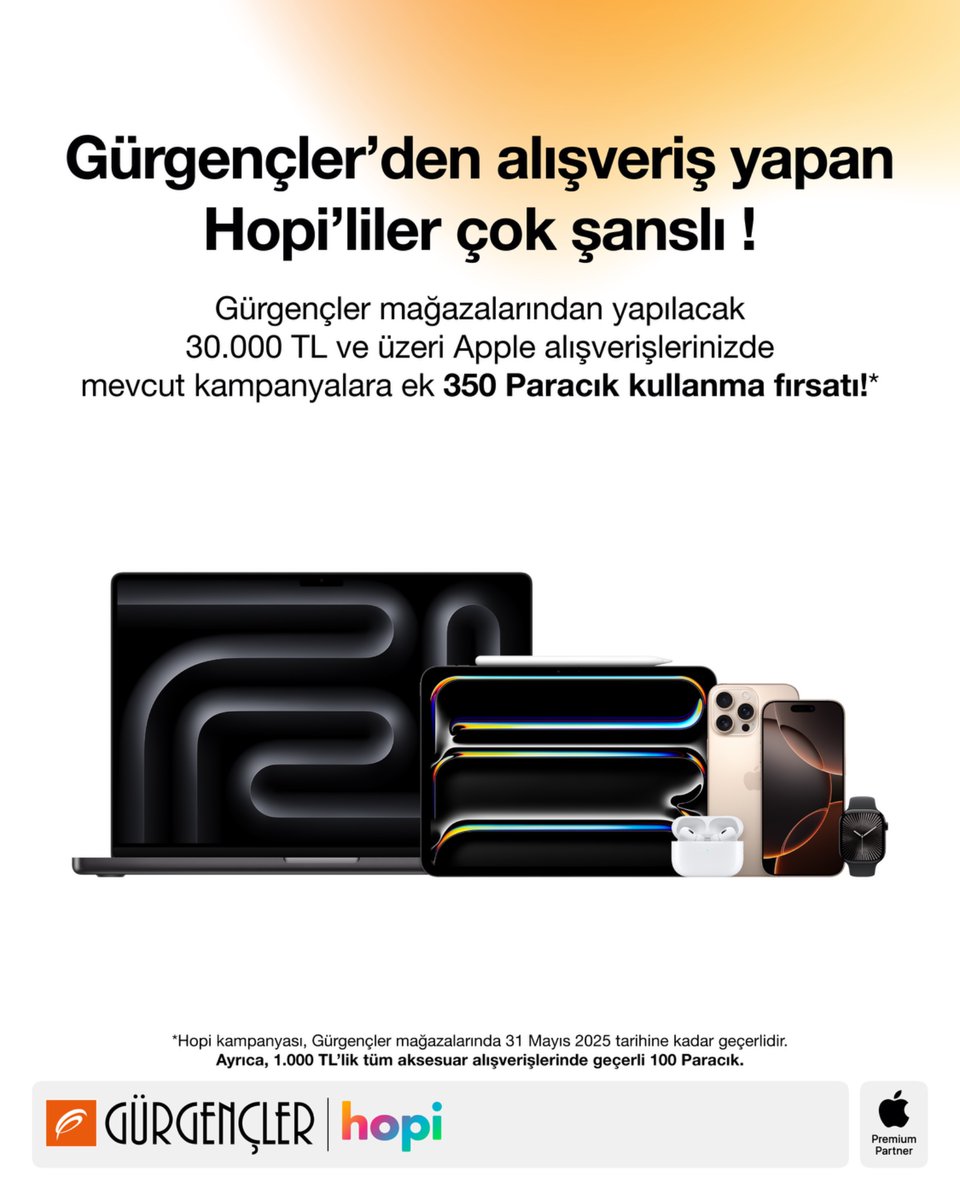 Mağazalarımızdan yapacağınız 30.000 TL ve üzeri Apple alışverişlerinizde mevcut kampanyalara ek 350 Paracık kullanma fırsatını kaçırmayın. 💸🌟
 
🔗: gurgencler.com.tr/hopi-kampanyasi

#Gürgençler #Hopi #Paracık