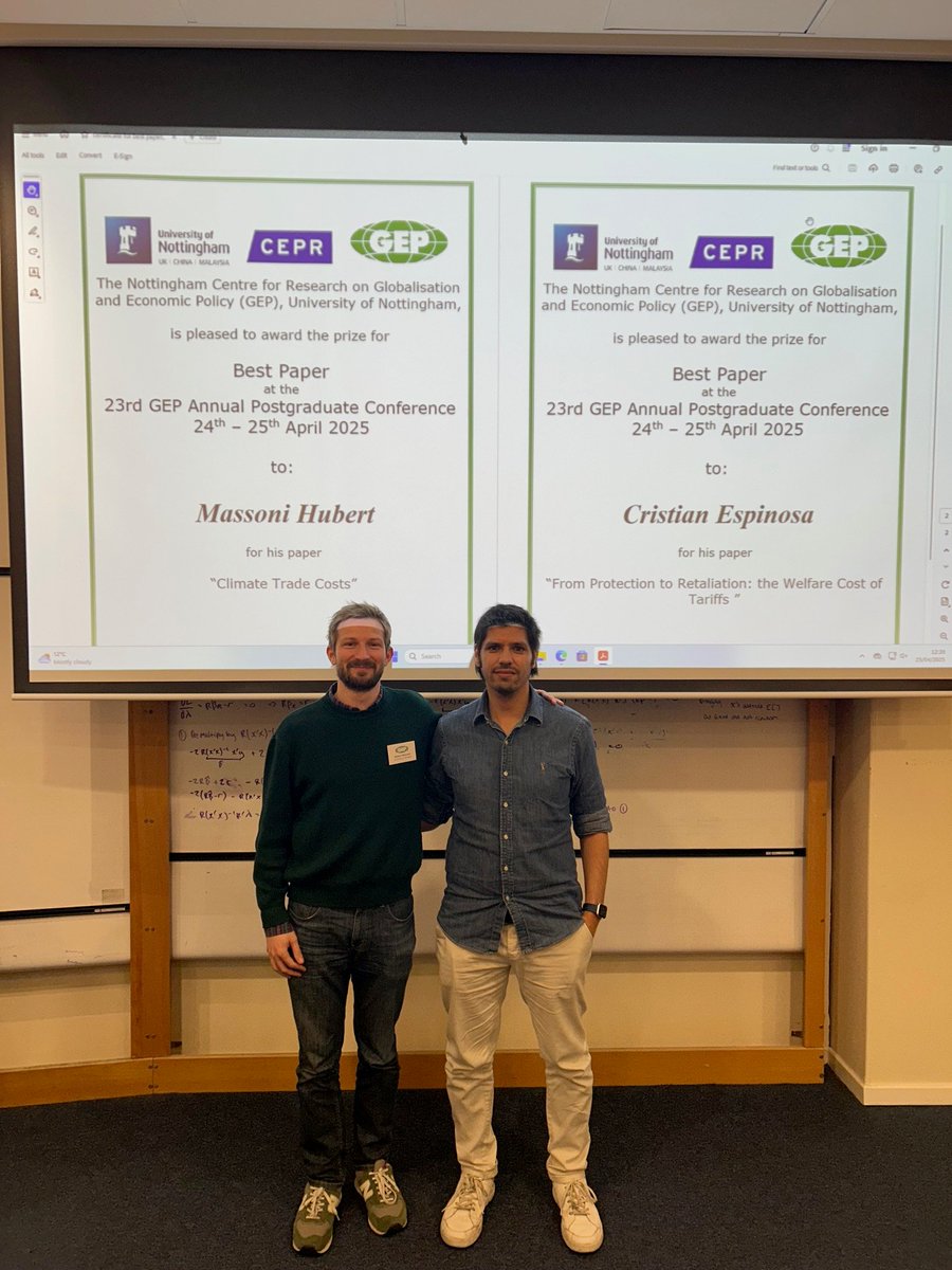 UoNEconomics (@uoneconomics) on Twitter photo Last week we welcomed PhDs and postdocs to <a href="/UoNEconomics/">UoNEconomics</a> as part of the 23rd GEP Annual Postgraduate Conference. The sun wasn't quite as bright as it is today but the smiles of those in attendance were 😎 including our two prize winners <a href="/HubertMassoni/">Hubert Massoni</a> (Bologna) & C Espinosa (UCL) Last week we welcomed PhDs and postdocs to <a href="/UoNEconomics/">UoNEconomics</a> as part of the 23rd GEP Annual Postgraduate Conference. The sun wasn't quite as bright as it is today but the smiles of those in attendance were 😎 including our two prize winners <a href="/HubertMassoni/">Hubert Massoni</a> (Bologna) & C Espinosa (UCL)