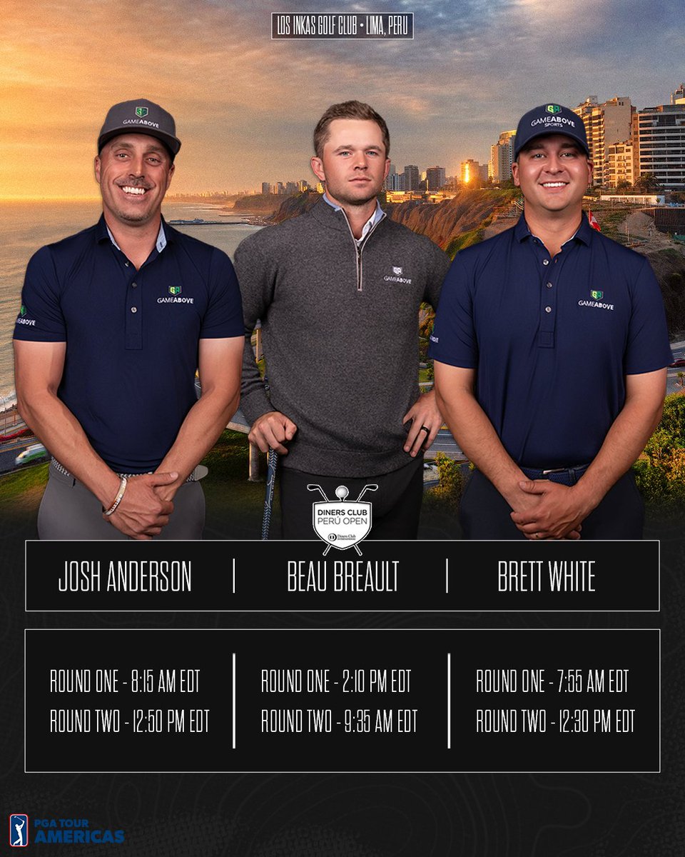 GameAbove (@game_above) on Twitter photo GameAbove Golf in the Field at the Diners Club Peru Open 🇵🇪
<a href="/bwhitey08/">Brett White</a>, Beau Breault, and <a href="/Josh2Anderson/">Josh Anderson</a> are teeing it up today at Los Inkas Golf Club in Lima for the fourth event of the <a href="/PGATOURAmericas/">PGA TOUR Americas</a> Latin America Swing.
A strong international field and championship GameAbove Golf in the Field at the Diners Club Peru Open 🇵🇪
<a href="/bwhitey08/">Brett White</a>, Beau Breault, and <a href="/Josh2Anderson/">Josh Anderson</a> are teeing it up today at Los Inkas Golf Club in Lima for the fourth event of the <a href="/PGATOURAmericas/">PGA TOUR Americas</a> Latin America Swing.
A strong international field and championship