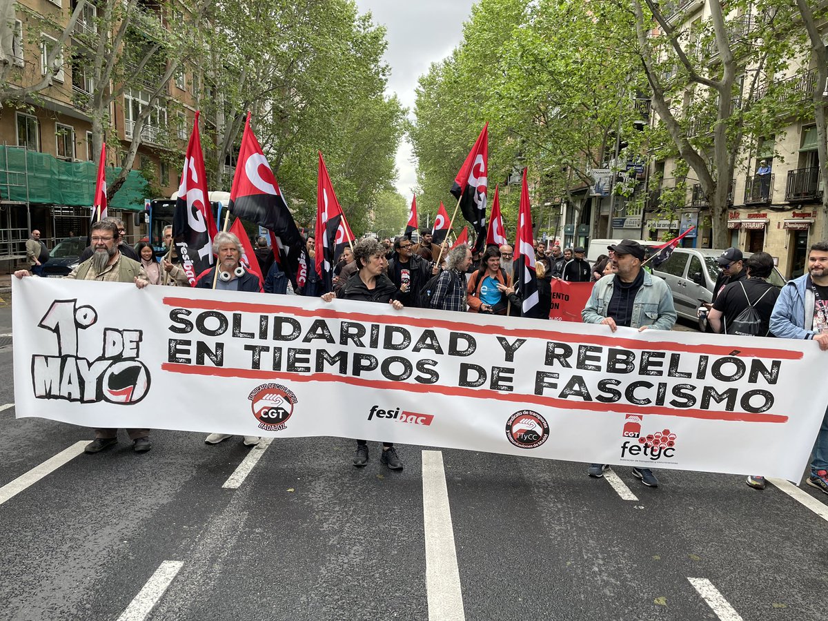FESIBAC-CGT (@cgtfesibac) on Twitter photo Solidaridad y Rebelión en tiempos de fascismo. <a href="/CGTFEHAC/">FEHAC CGT 🔴 ⚫ ⚒️</a> <a href="/CGTfesibac/">FESIBAC-CGT</a> <a href="/SFFCGT/">CGT Sector Federal Ferroviario</a> <a href="/fetyccgt/">Fetyc</a> <a href="/cgttcmadrid/">CGT Transportes Madrid</a> #1mayo2025 #1MayoEnLaCalle Solidaridad y Rebelión en tiempos de fascismo. <a href="/CGTFEHAC/">FEHAC CGT 🔴 ⚫ ⚒️</a> <a href="/CGTfesibac/">FESIBAC-CGT</a> <a href="/SFFCGT/">CGT Sector Federal Ferroviario</a> <a href="/fetyccgt/">Fetyc</a> <a href="/cgttcmadrid/">CGT Transportes Madrid</a> #1mayo2025 #1MayoEnLaCalle