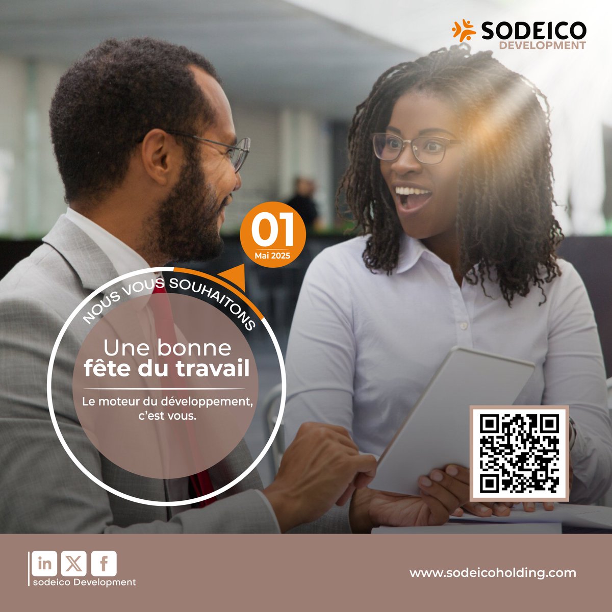 Le travail d’aujourd’hui, les transformations de demain
Chez Sodeico Holding, nous croyons au pouvoir du capital humain pour transformer l’Afrique.

En ce 1er mai, célébrons le talent, l’engagement et la vision de celles et ceux qui bâtissent un avenir durable.

#FeteDuTravail