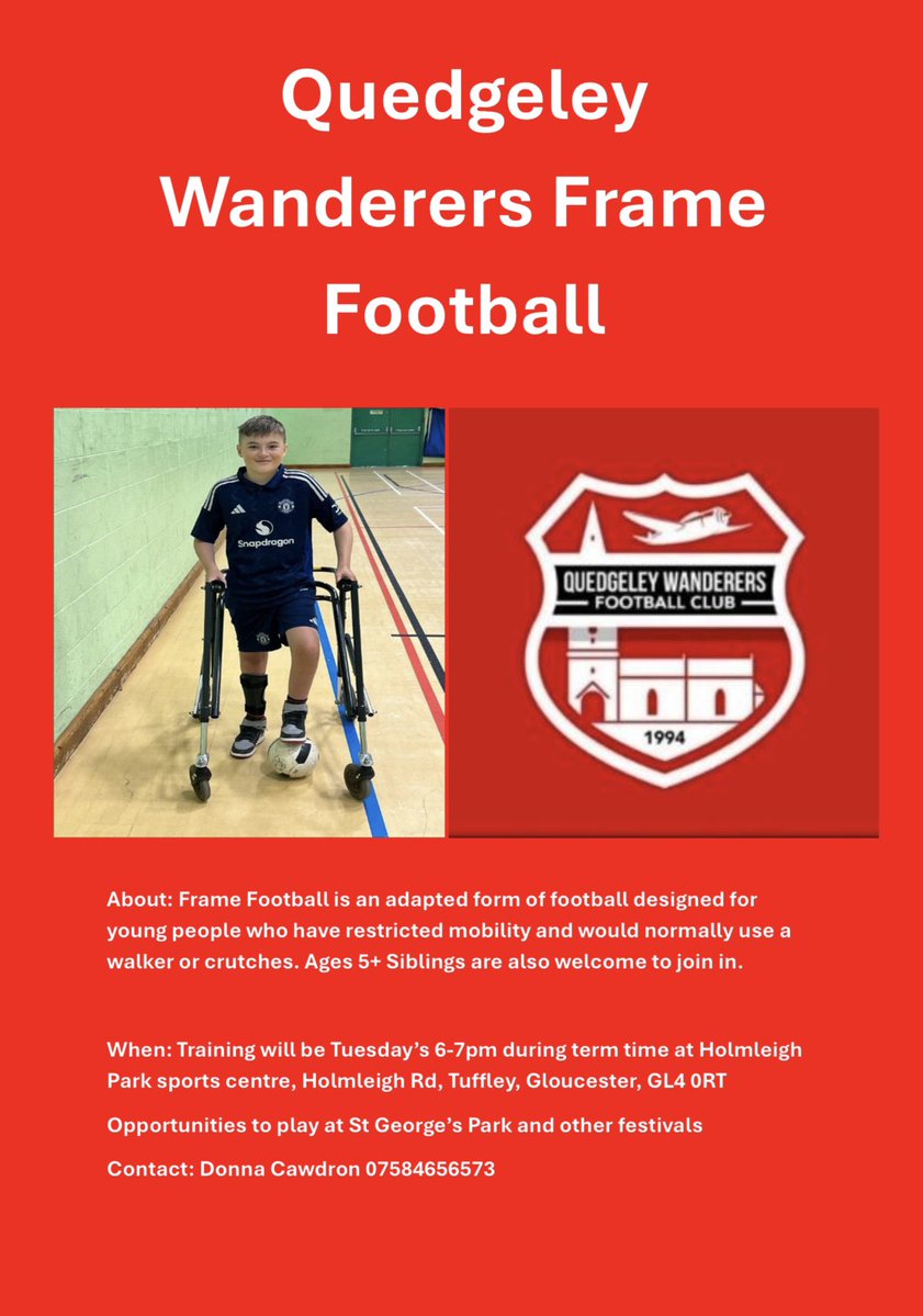 Cerebral Palsy Sport (@cp_sport) on Twitter photo Quedgeley Wanderers have started up new Frame Football Sessions for players aged 5-16.
Please contact Donna Cawdron via 07584 656573 for my information on how to get involved 💚
<a href="/QWFC94/">Quedgeley Wanderers FC</a> Quedgeley Wanderers have started up new Frame Football Sessions for players aged 5-16.
Please contact Donna Cawdron via 07584 656573 for my information on how to get involved 💚
<a href="/QWFC94/">Quedgeley Wanderers FC</a>