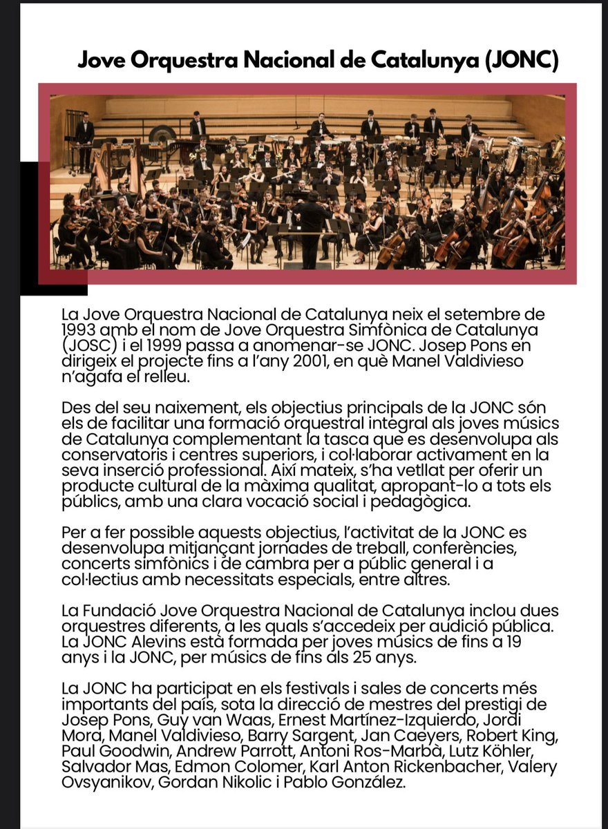 Fundación Salvat (@salvatfundacion) on Twitter photo Avui 21:00 a <a href="/montserratinfo/">Abadia de Montserrat</a>
Preludi de l‘òpera i 3er acte #Parsifal de R. #Wagner.
Un esdeveniment únic i històric amb
N. Schukoff (Parsifal), A.Dohmen (Gurnemanz), J. A. López (Amfortas).
<a href="/jonc_jonc/">JONC - Orquestra</a> <a href="/ConductorPons/">Josep Pons - Conductor</a> <a href="/EscolaniaMont/">EscolaniaMontserrat</a> Avui 21:00 a <a href="/montserratinfo/">Abadia de Montserrat</a>
Preludi de l‘òpera i 3er acte #Parsifal de R. #Wagner.
Un esdeveniment únic i històric amb
N. Schukoff (Parsifal), A.Dohmen (Gurnemanz), J. A. López (Amfortas).
<a href="/jonc_jonc/">JONC - Orquestra</a> <a href="/ConductorPons/">Josep Pons - Conductor</a> <a href="/EscolaniaMont/">EscolaniaMontserrat</a>