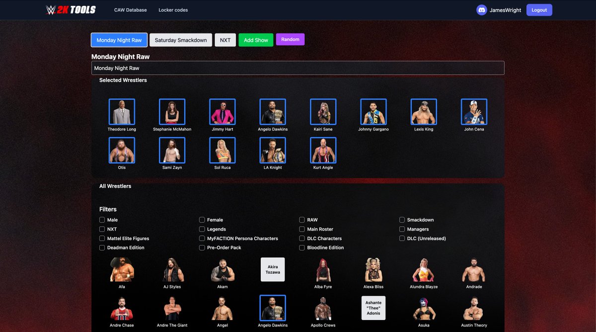 James Wright (@jameswright_uk) on Twitter photo I’ve launched a site for #WWE2K content creators ❤️
🏷️ Community Creations Database
🗂️ Draft Simulator
📅 Universe Mode Planner (coming soon!)
🧰 All-in-one place - by players, for players
🤪And yes… there’s a dedicated <a href="/joehendry/">Joe Hendry</a> page.
👉 wwe2ktools.com
Would love I’ve launched a site for #WWE2K content creators ❤️
🏷️ Community Creations Database
🗂️ Draft Simulator
📅 Universe Mode Planner (coming soon!)
🧰 All-in-one place - by players, for players
🤪And yes… there’s a dedicated <a href="/joehendry/">Joe Hendry</a> page.
👉 wwe2ktools.com
Would love