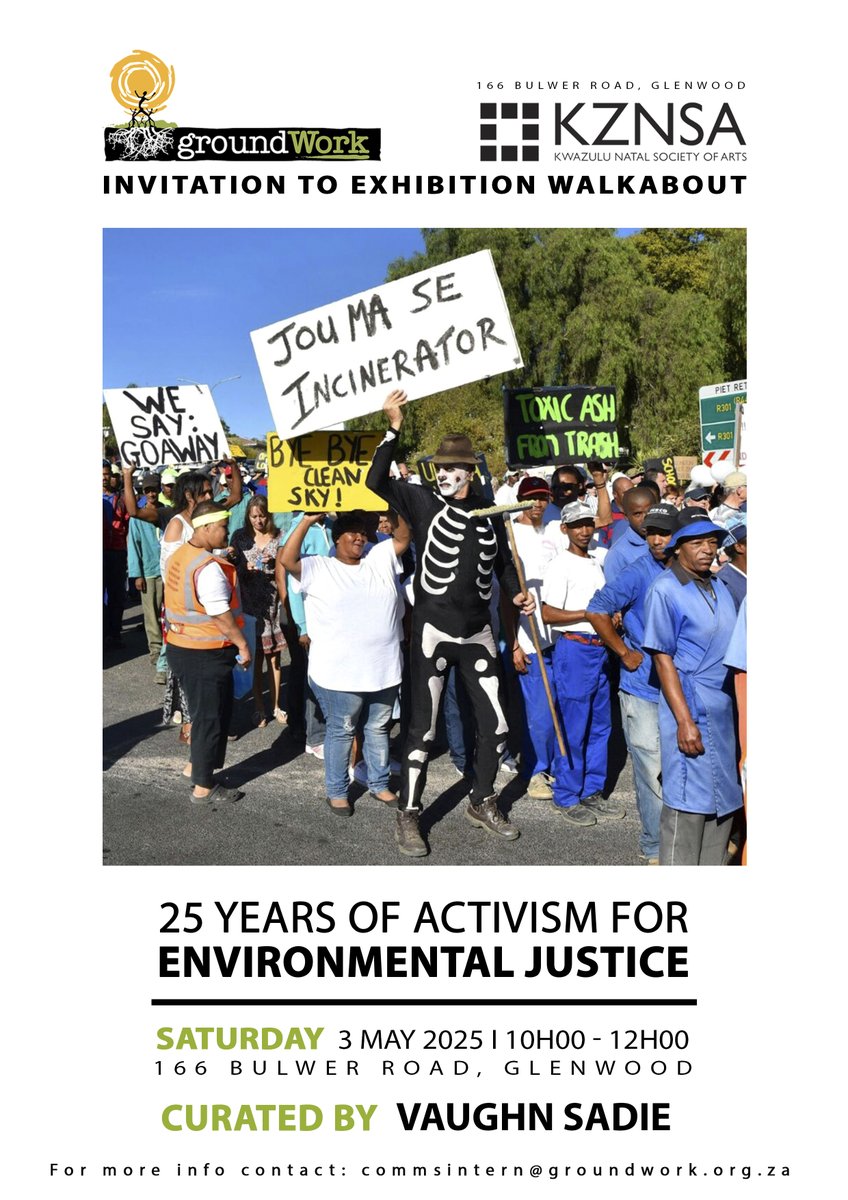 Not to be missed:
Join groundWork on Saturday 3 May for our legacy exhibition walkabout with Curator Vaughn Sadie of Light Place.

#environmentaljustice
#exhibitionwalkabout
#dbnart