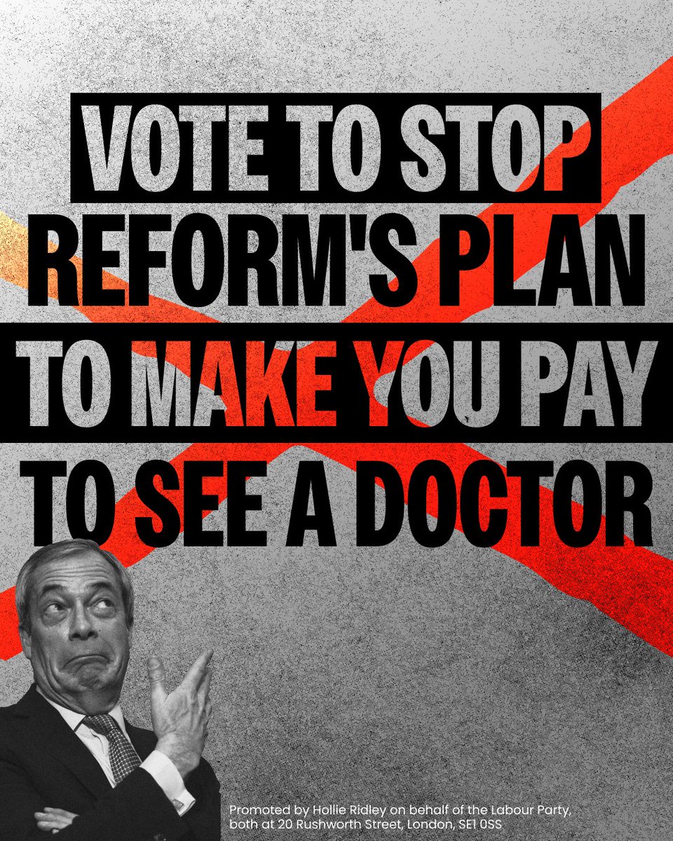 Nigel Farage wants to dismantle your NHS.

Don’t let him near your public services.

Vote Labour today.