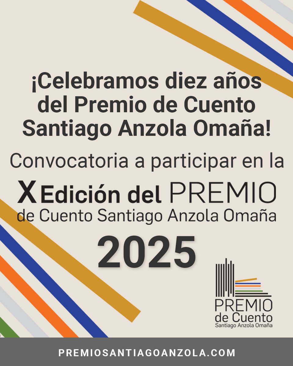 ¡Celebramos diez años del Premio Santiago Anzola Omaña! 🎉🎊 
Si te gusta escribir ficción y eres estudiante universitario en Venezuela, envíanos tu cuento y tendrás la opción de GANAR 1,000 dólares, y la publicación del cuento en premiosantiagoanzola.com mailchi.mp/d4887b0744b4/e…