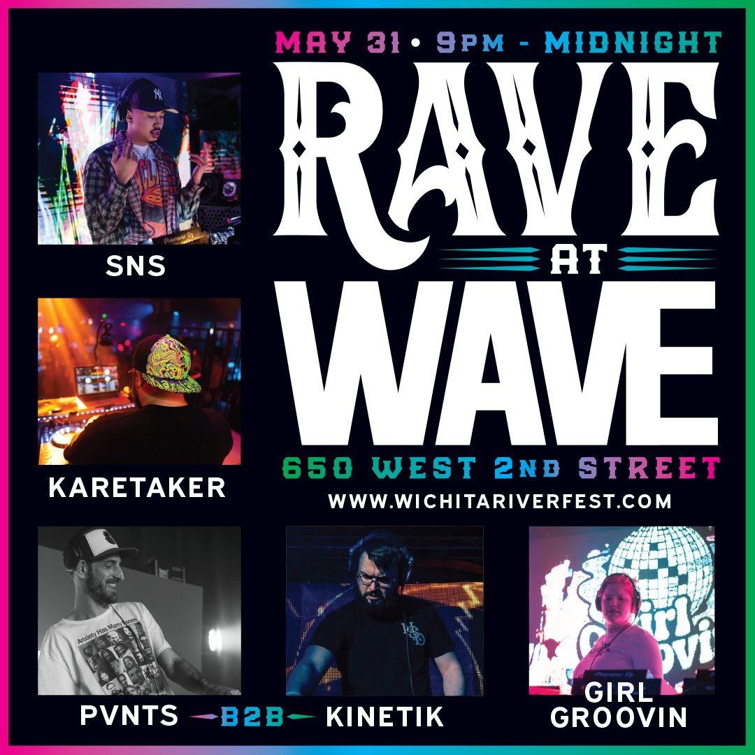 Dance over to @WaveIct for a night of amazing electronic music. Your button is your entry into a night of dancing, lights, and amazing music.

@nbnict @WaveICT #WichitaRiverfest